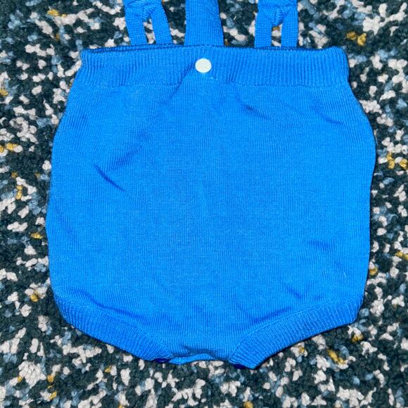 12 Month Blue Acrylic Knit Overalls - Picture 6 of 7